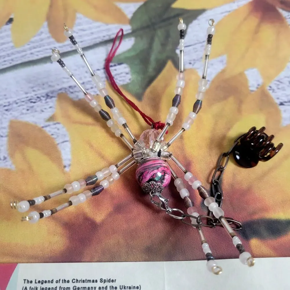 Handmade Beaded Christmas‎ Spider with Legend Details